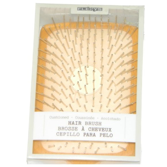 3 for/ $30 Flexy Bamboo Rectangle Head Hair Brush with Metal Prongs - Picture 2 of 2